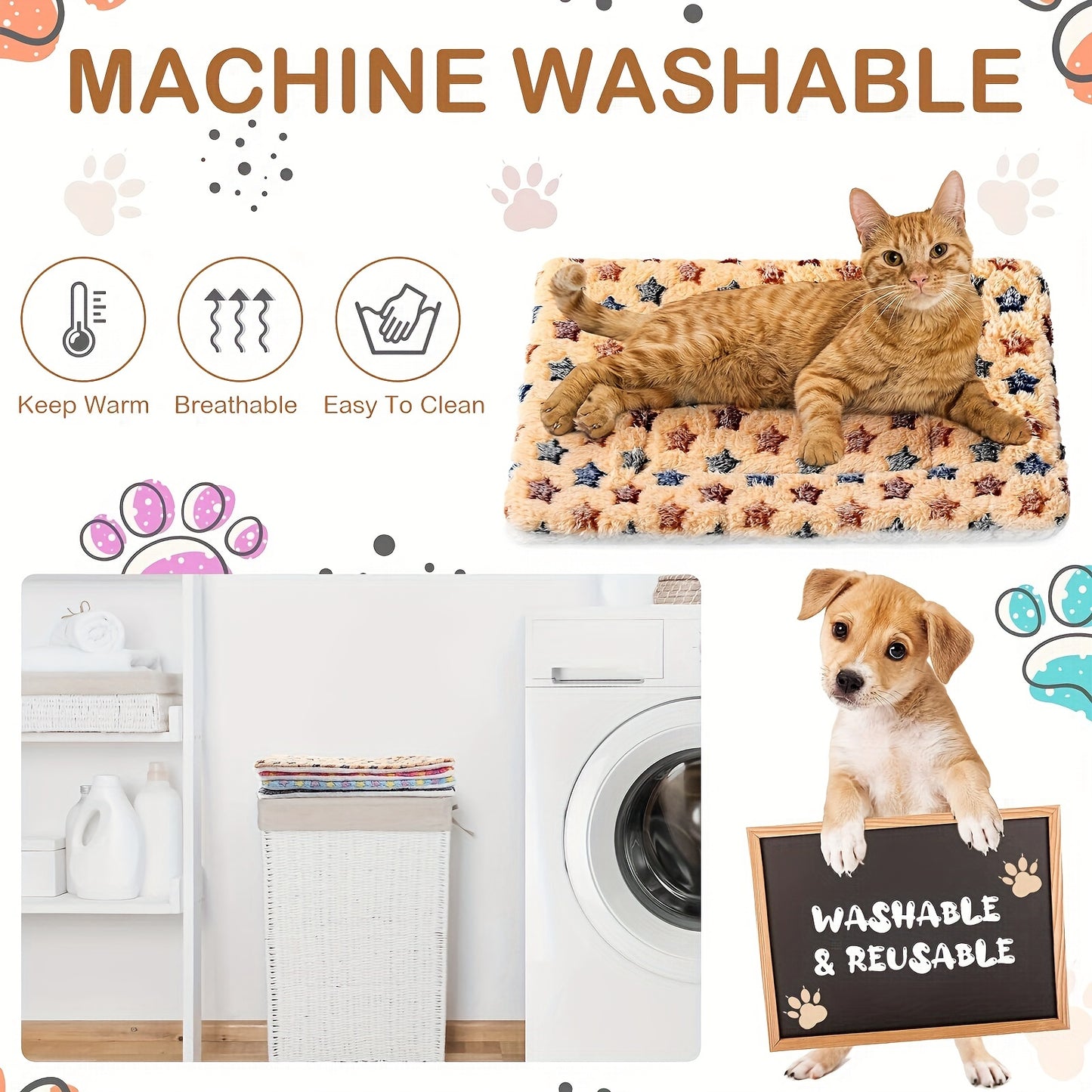 Washable Dog Bed and Mat Crate Pad