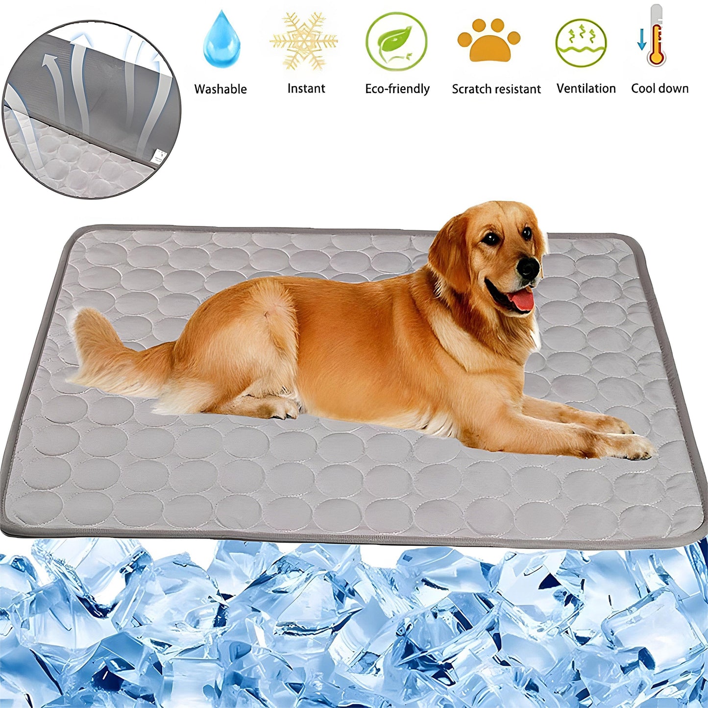 Cooling Pad For Kennels, Crates, Cars, Indoor & Outdoor - Non-Toxic Breathable