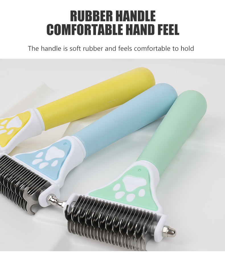 Double-Sided Dog Brush and Pet Hair Remover - Dematting, Deshedding, and Grooming Tool