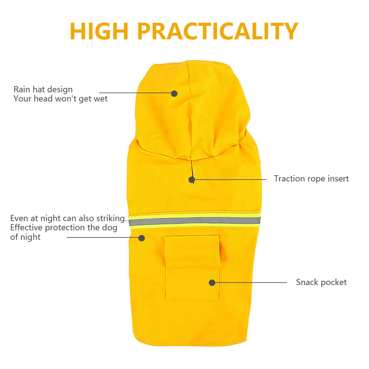 Waterproof Dog Rain Jacket with Safety Reflective Stripe